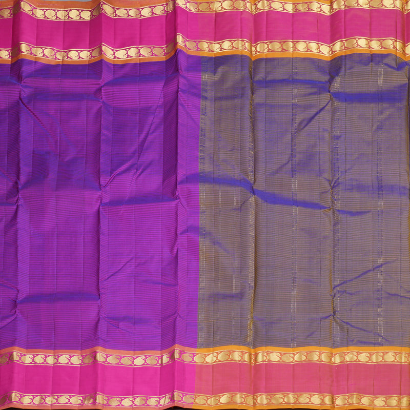 Hayagrivas Purple Handloom Kanjivaram Silk Saree with Pink Border KBD2035C1-29