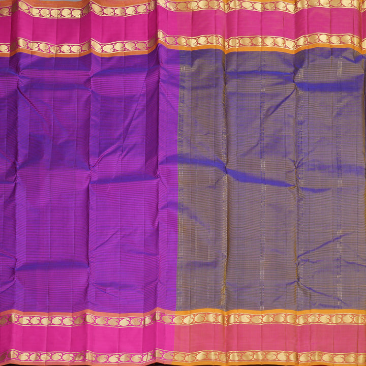 Hayagrivas Purple Handloom Kanjivaram Silk Saree with Pink Border KBD2035C1-29