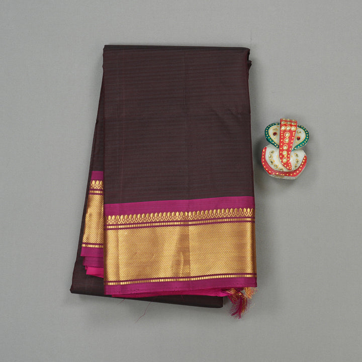 Hayagrivas Handloom Pure Kanjivaram Silk Saree in Vibrant Dark Brown KBD2035C1-37