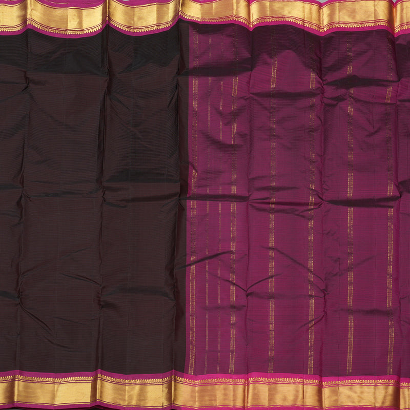 Hayagrivas Handloom Pure Kanjivaram Silk Saree in Vibrant Dark Brown KBD2035C1-37