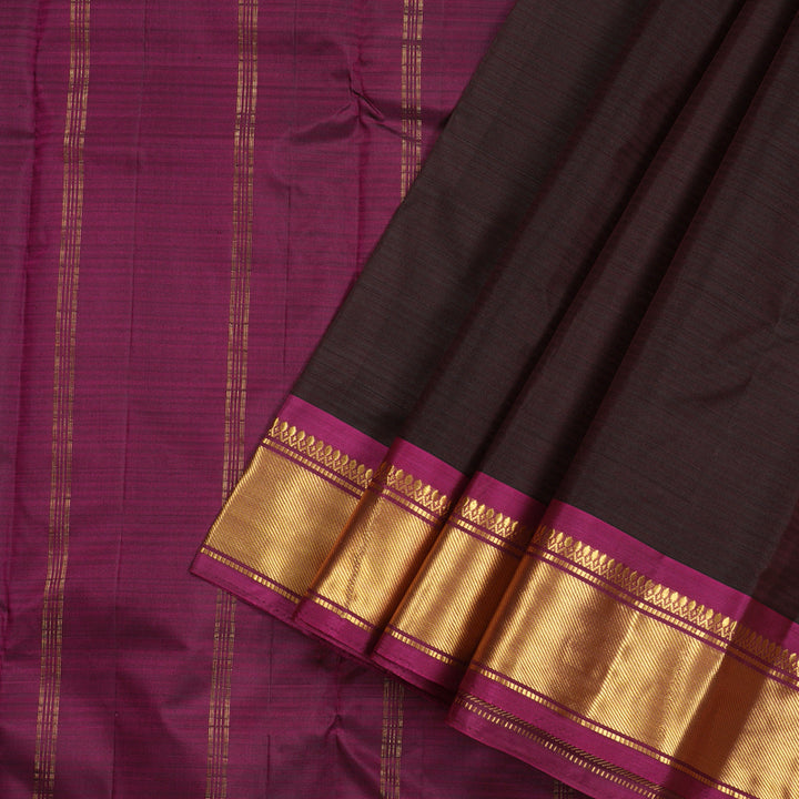 Hayagrivas Handloom Pure Kanjivaram Silk Saree in Vibrant Dark Brown KBD2035C1-37