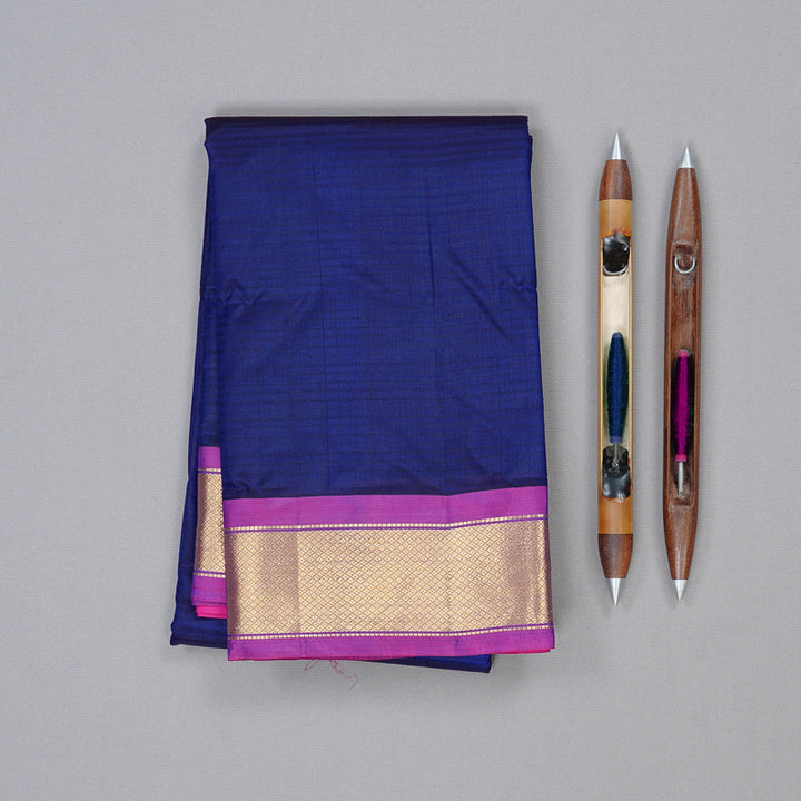 Hayagrivas Blue Handloom Kanjivaram Silk Saree with Purple Border KBD2035C1-39