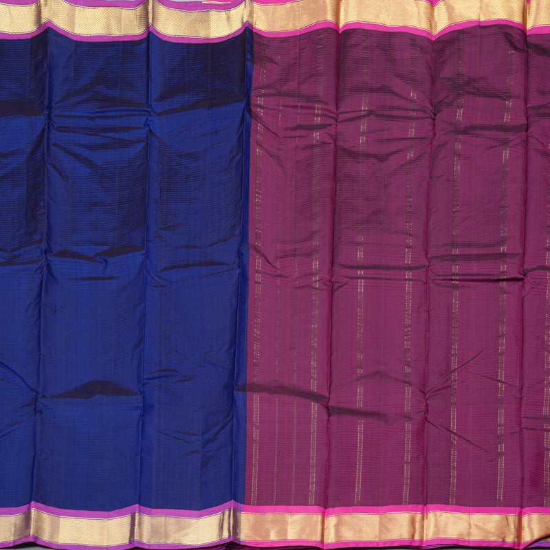Hayagrivas Blue Handloom Kanjivaram Silk Saree with Purple Border KBD2035C1-39