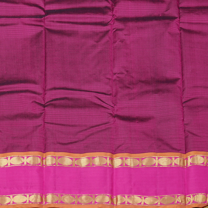 Hayagrivas Dark Teal Green Handloom Kanjivaram Silk Saree with Purple Border KBD2035C1-43