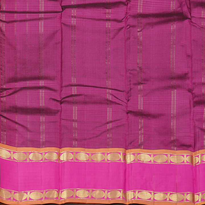 Hayagrivas Dark Teal Green Handloom Kanjivaram Silk Saree with Purple Border KBD2035C1-43