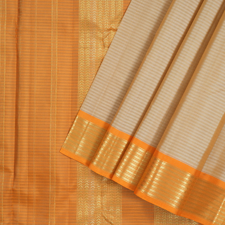 Hayagrivas Sandal Handloom Kanjivaram Silk Saree with Corn Yellow Border KBD2036C1-10