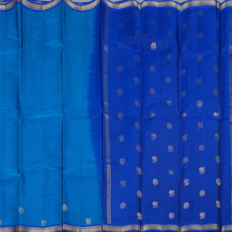 Hayagrivas Handloom Kanjivaram Silk Saree In Dazzling Dark Sky Blue KBD2036C1-25