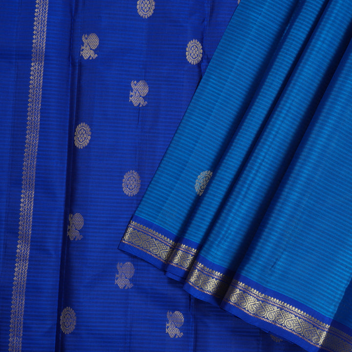 Hayagrivas Handloom Kanjivaram Silk Saree In Dazzling Dark Sky Blue KBD2036C1-25