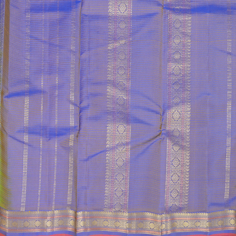 Hayagrivas Fluorescent Green Handloom Kanjivaram Silk Saree with Blue Border KBD2036C1-26