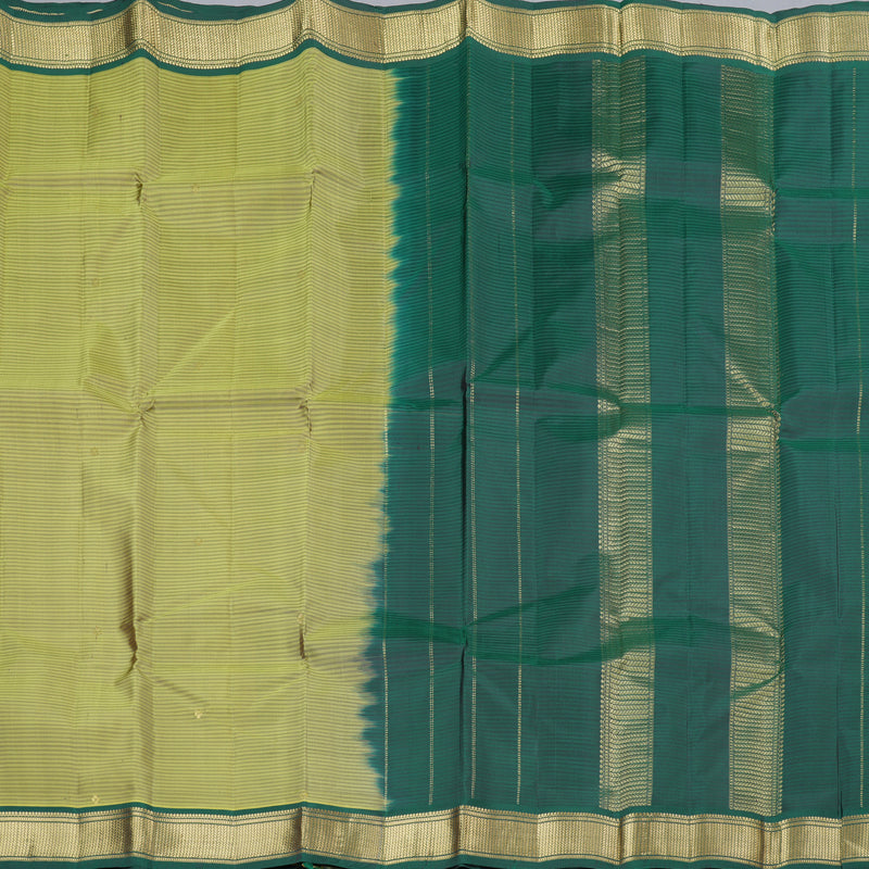 Hayagrivas Sampanga Yellow Handloom Kanjivaram Silk Saree with Bottle Green Border KBD2036C1-28