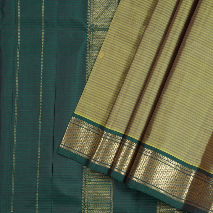 Hayagrivas Sampanga Yellow Handloom Kanjivaram Silk Saree with Bottle Green Border KBD2036C1-28