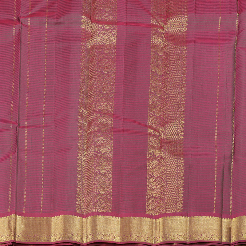 Hayagrivas Dark Grey Handloom Kanjivaram Silk Saree with Dark Red Rose Pink Border KBD2036C1-30
