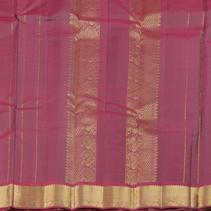 Hayagrivas Dark Grey Handloom Kanjivaram Silk Saree with Dark Red Rose Pink Border KBD2036C1-30