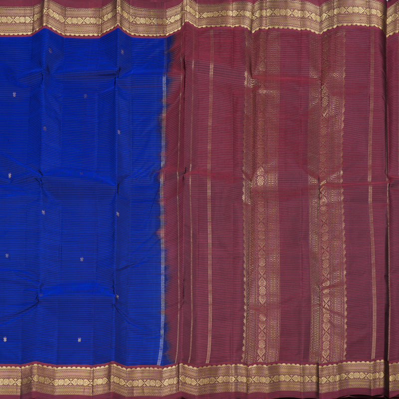 Hayagrivas Blue Handloom Kanjivaram Silk Saree with Wine Maroon Border KBD2036C1-31