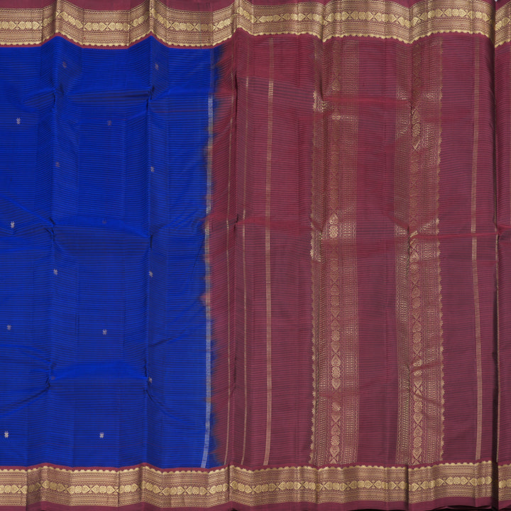 Hayagrivas Blue Handloom Kanjivaram Silk Saree with Wine Maroon Border KBD2036C1-31