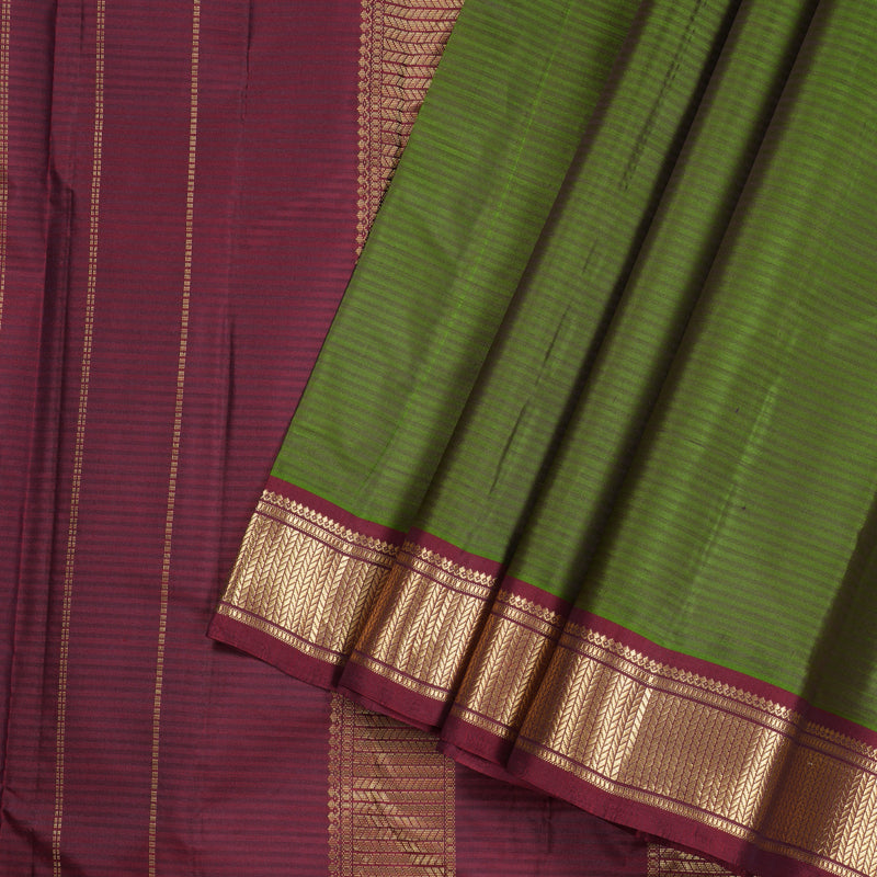 Hayagrivas Handloom Kanjivaram Silk Saree in Alluring Dark Leaf Green KBD2036C1-32