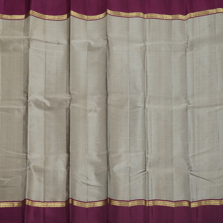 Hayagrivas Grey Handloom Kanjivaram Silk Saree with Dark Purple Border KBD2036C2-8
