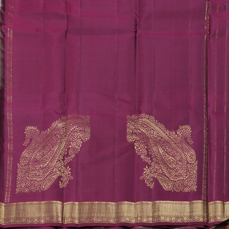 Hayagrivas Beige Handloom Kanjivaram Silk Saree with Ganga Jamuna (Bottle Green And Dark Maroon) Border KBD2036C3-1