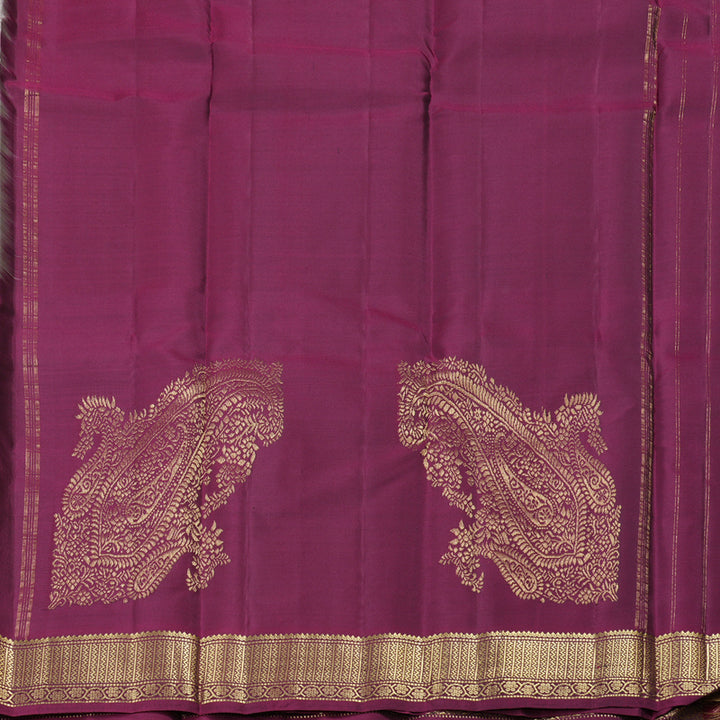 Hayagrivas Beige Handloom Kanjivaram Silk Saree with Ganga Jamuna (Bottle Green And Dark Maroon) Border KBD2036C3-1