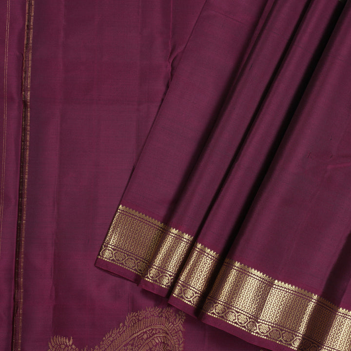 Hayagrivas Beige Handloom Kanjivaram Silk Saree with Ganga Jamuna (Bottle Green And Dark Maroon) Border KBD2036C3-1