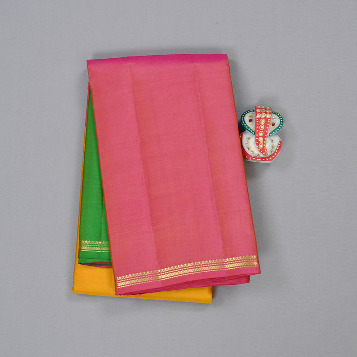 Hayagrivas Handloom Kanjivaram Silk Saree in Charming Muppagam (Light Green, Yellow and Light Pink) KBD2036C3-4