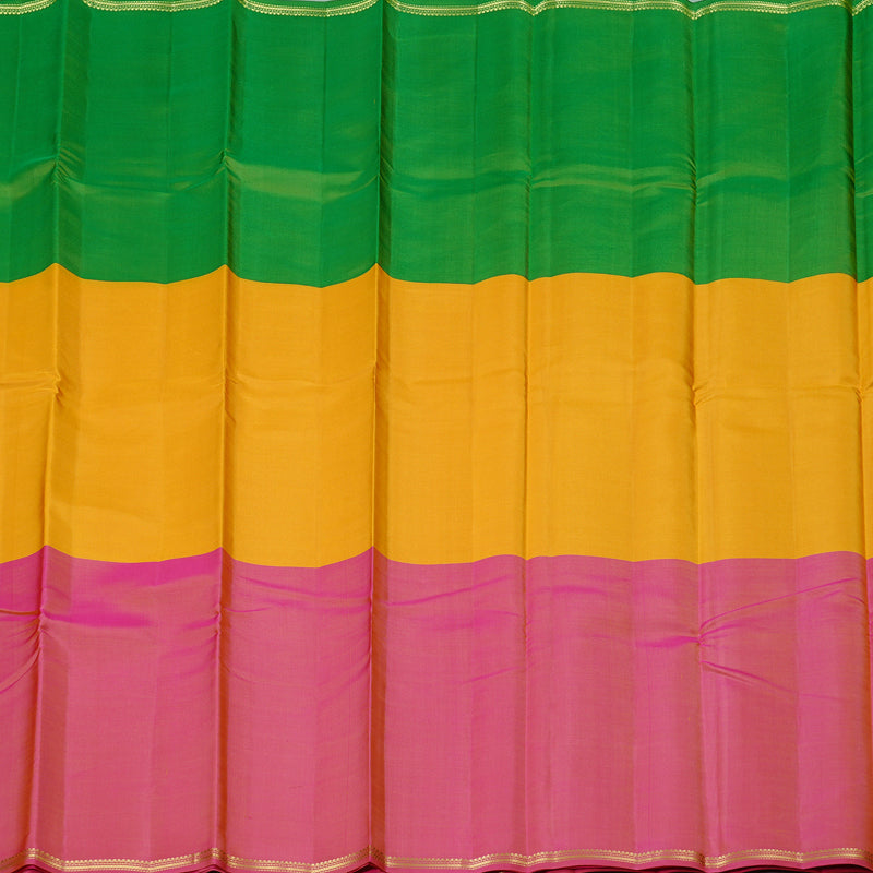 Hayagrivas Handloom Kanjivaram Silk Saree in Charming Muppagam (Light Green, Yellow and Light Pink) KBD2036C3-4