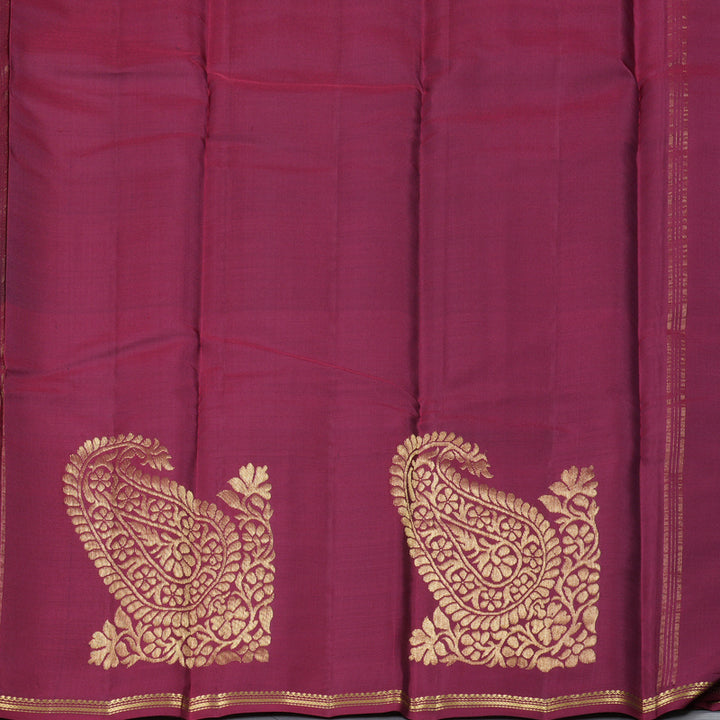 Hayagrivas Muppagam (Lilac, Bottle Green and Wine Maroon) Handloom Kanjivaram Silk Saree with Wine Maroon Border KBD2036C3-8