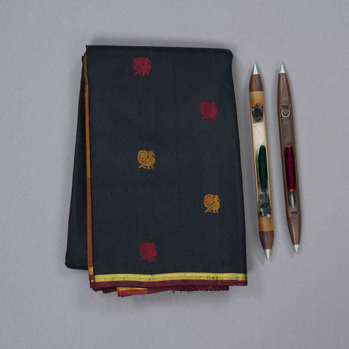 Hayagrivas Handloom Kanjivaram Silk Saree In Regal Black KBD2037C3-1