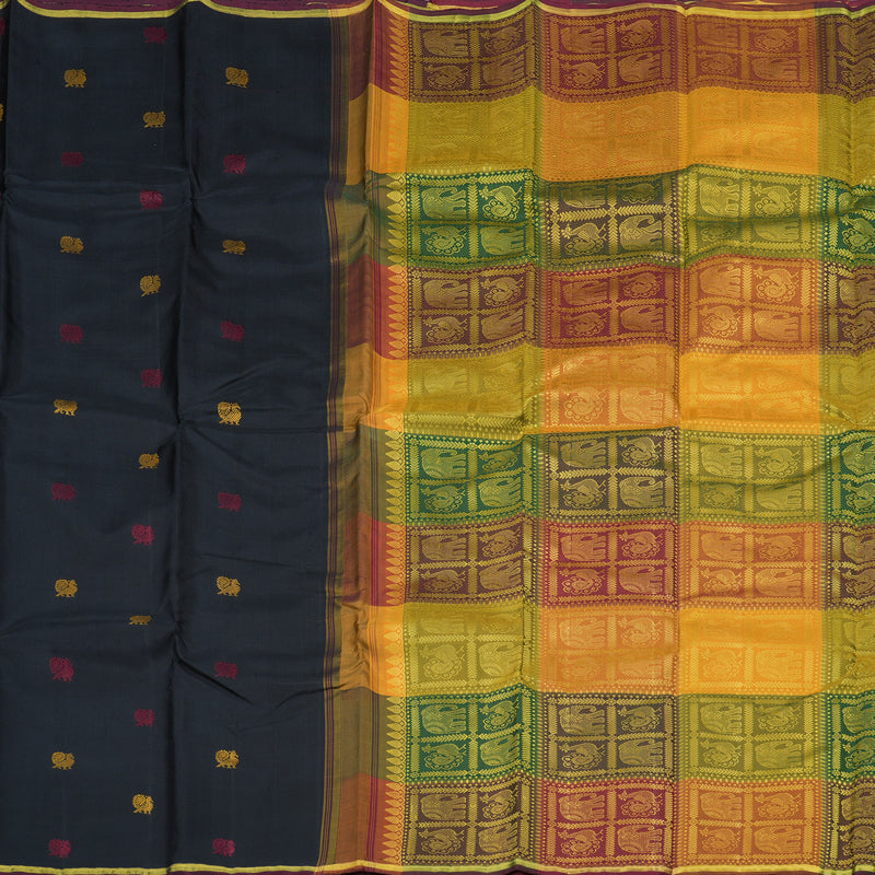 Hayagrivas Handloom Kanjivaram Silk Saree In Regal Black KBD2037C3-1