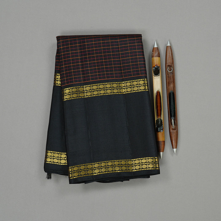 Hayagrivas Handloom Kanjivaram Silk Saree in Regal Black KBD2037C4-3