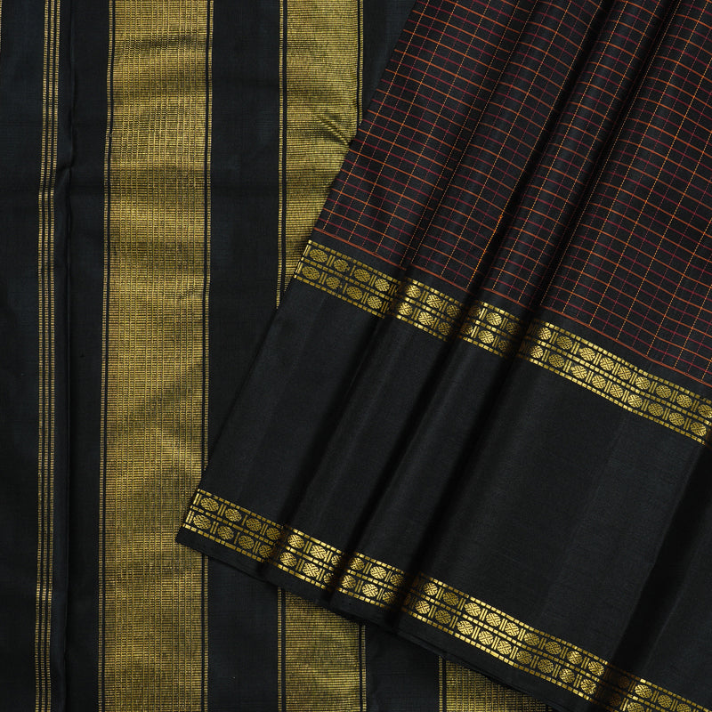 Hayagrivas Handloom Kanjivaram Silk Saree in Regal Black KBD2037C4-3