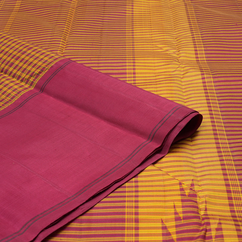 Hayagrivas Maroon With Yellow Checks Handloom Kanjivaram Silk Saree with Maroon Border KBD2037C4-5