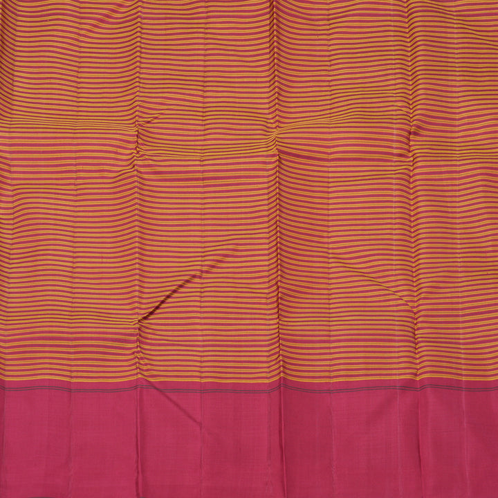 Hayagrivas Maroon With Yellow Checks Handloom Kanjivaram Silk Saree with Maroon Border KBD2037C4-5
