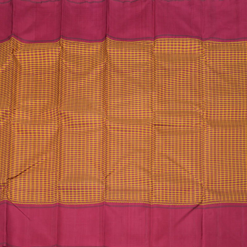 Hayagrivas Maroon With Yellow Checks Handloom Kanjivaram Silk Saree with Maroon Border KBD2037C4-5