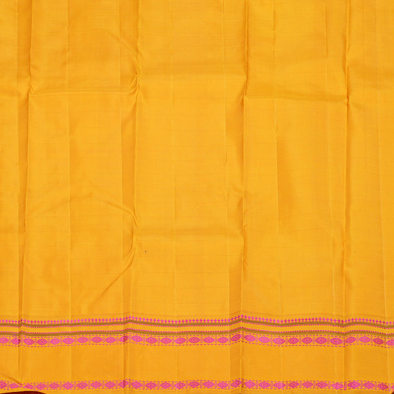 Hayagrivas Pink Handloom Kanjivaram Silk Saree with Mustard Yellow Border KBD2037C7-3