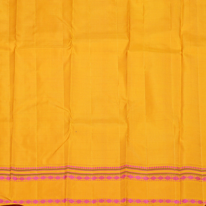 Hayagrivas Pink Handloom Kanjivaram Silk Saree with Mustard Yellow Border KBD2037C7-3