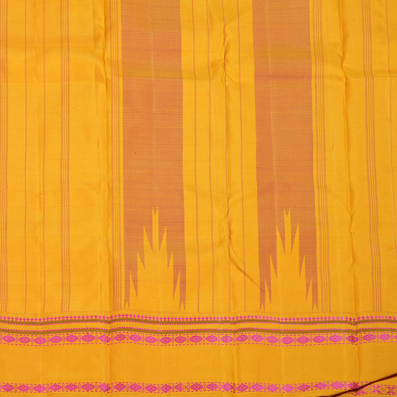 Hayagrivas Pink Handloom Kanjivaram Silk Saree with Mustard Yellow Border KBD2037C7-3