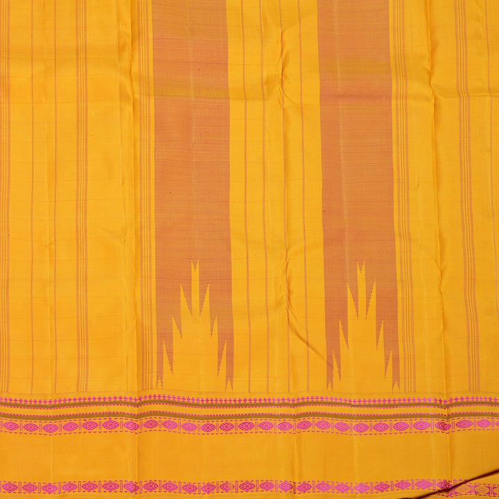 Hayagrivas Pink Handloom Kanjivaram Silk Saree with Mustard Yellow Border KBD2037C7-3