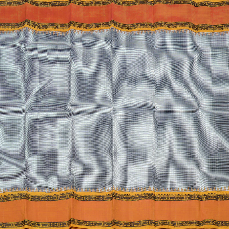 Hayagrivas Handloom Kanjivaram Silk Saree in Elegant Black And White Muted Checks KBD2037C9-1