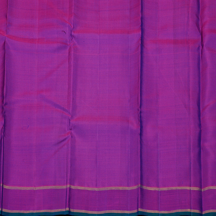 Hayagrivas Peacock Blue Handloom Kanjivaram Silk Saree with Purple Border KBE2038C2-6