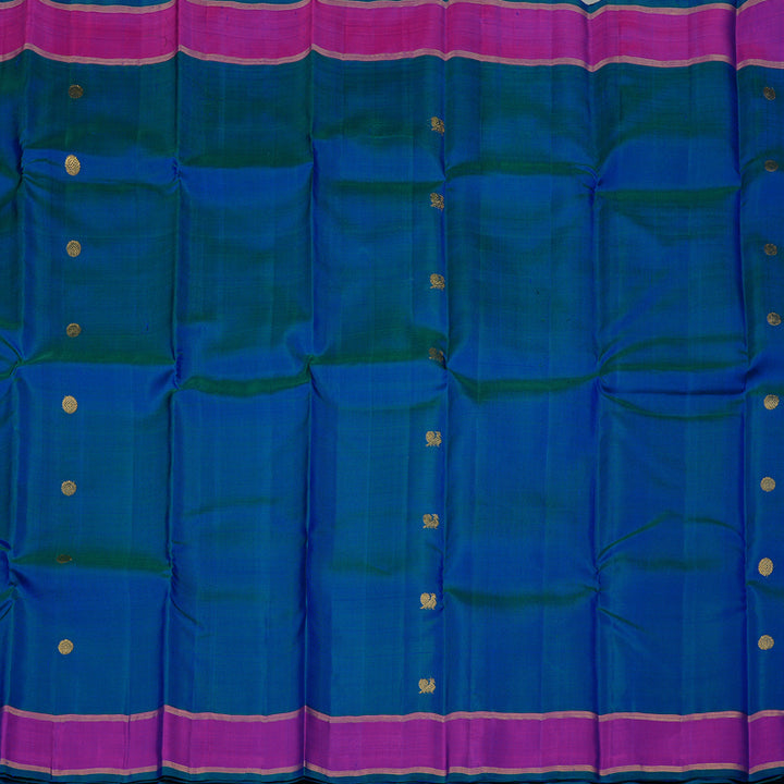 Hayagrivas Peacock Blue Handloom Kanjivaram Silk Saree with Purple Border KBE2038C2-6