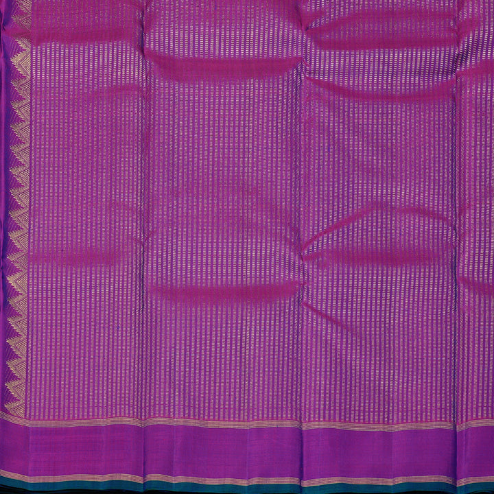 Hayagrivas Peacock Blue Handloom Kanjivaram Silk Saree with Purple Border KBE2038C2-6