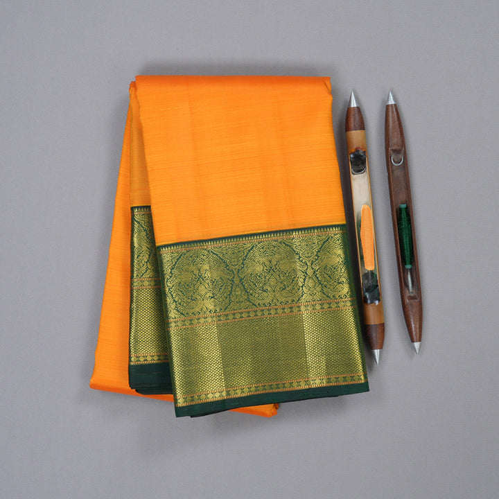 Hayagrivas Handloom Kanjivaram Silk Saree in Enchanting Mango Yellow KBD2038C4-1