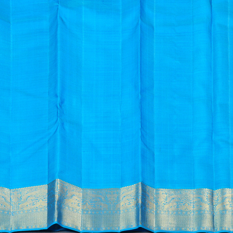 Hayagrivas Blue Handloom Kanjivaram Silk Saree with Sea Blue Border KBD2038C5-3