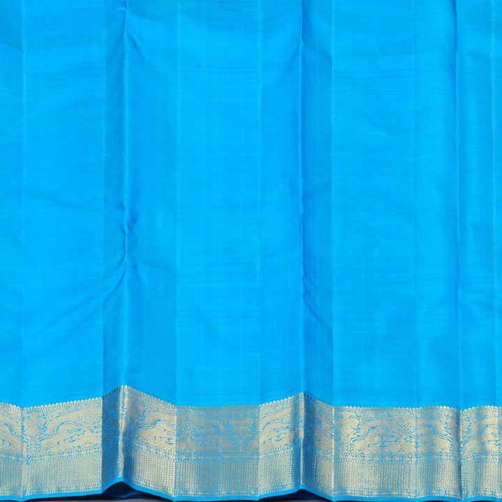 Hayagrivas Blue Handloom Kanjivaram Silk Saree with Sea Blue Border KBD2038C5-3