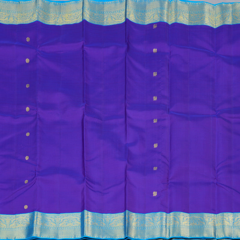 Hayagrivas Blue Handloom Kanjivaram Silk Saree with Sea Blue Border KBD2038C5-3