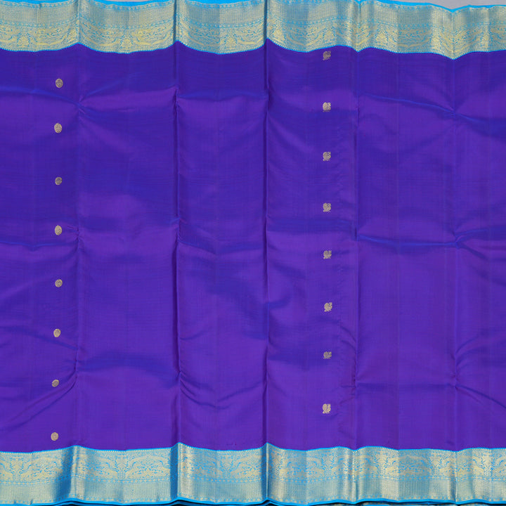 Hayagrivas Blue Handloom Kanjivaram Silk Saree with Sea Blue Border KBD2038C5-3