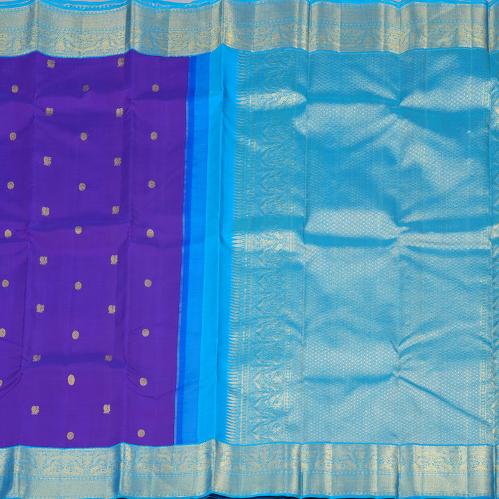 Hayagrivas Blue Handloom Kanjivaram Silk Saree with Sea Blue Border KBD2038C5-3