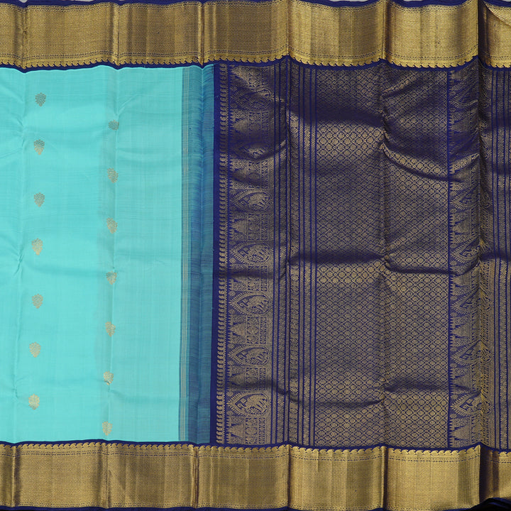 Hayagrivas Handloom Kanjivaram Silk Saree in Enchanting Sky Blue KBD2040C2-3