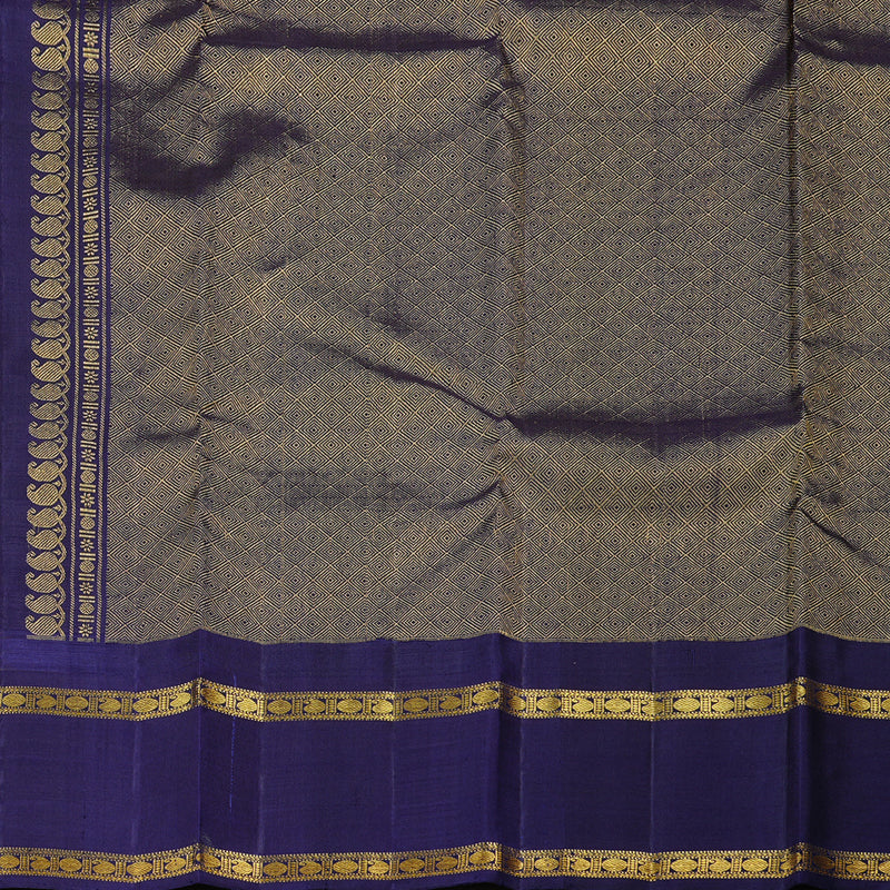 Hayagrivas Yellow Handloom Kanjivaram Silk Saree with Blue Border KBD2040C3-1